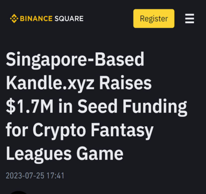 Binance Square: Singapore-Based Kandle.xyz Raises $1.7M in Seed Funding for Crypto Fantasy Leagues Game