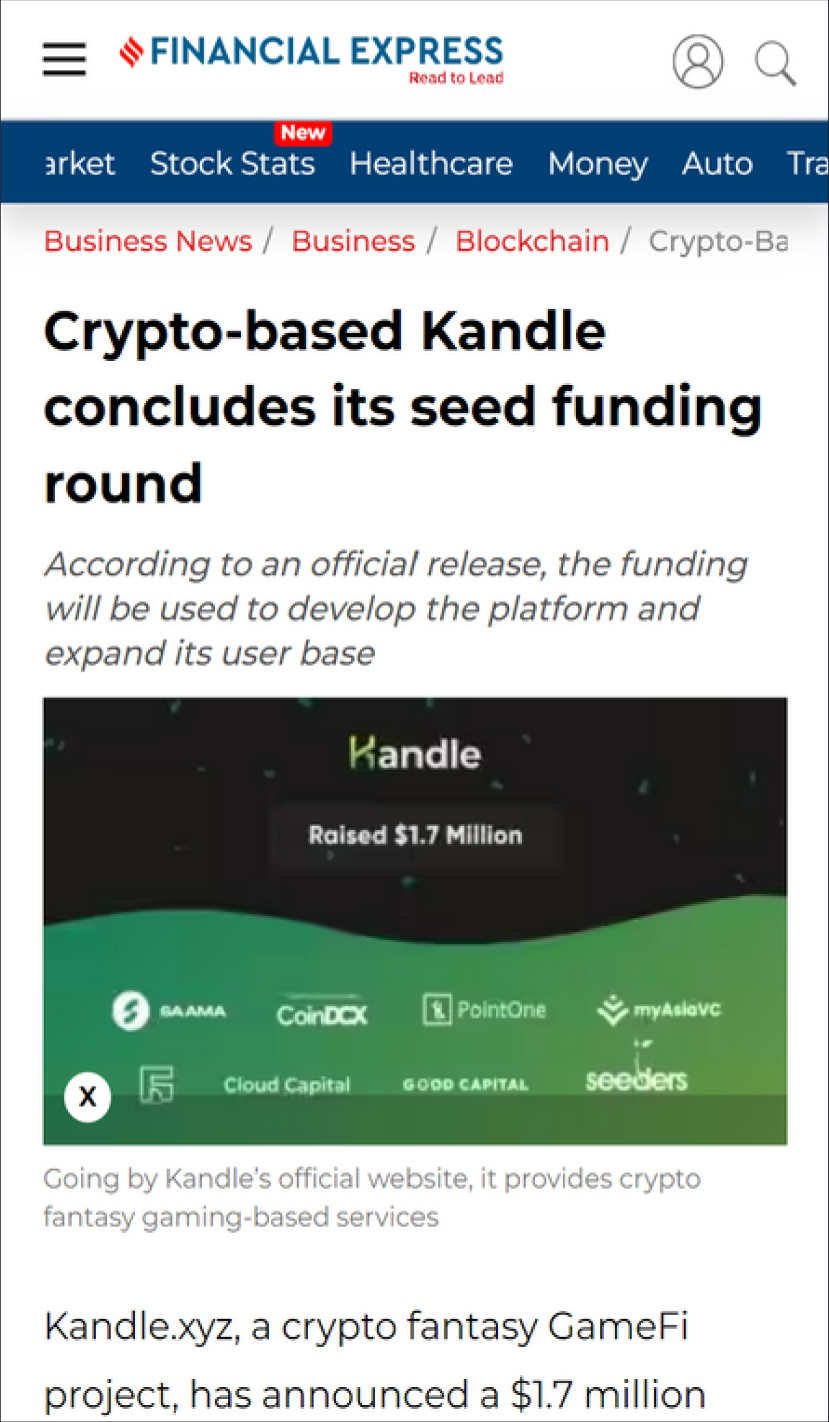 Financial Express: Crypto-based Kandle concludes its seed funding round