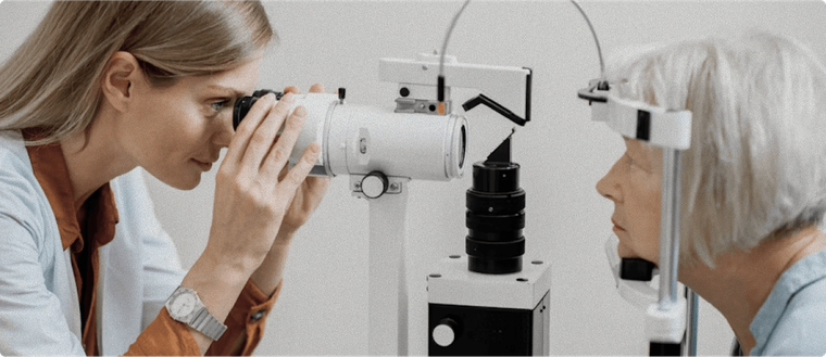An eye exam at EyeZone Optical